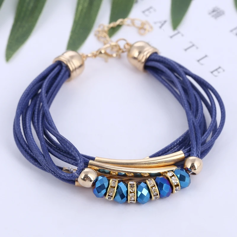 hesiod multi layer leather rope chain beads charm bracelets for women