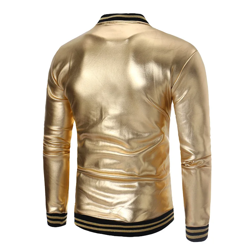 Brand Plus Velvet Wintrer Jacket Men 2019 Shiny Gold Coated Baseball Jacket Mens Streetwear Casual Jackets and Coats Veste Homme