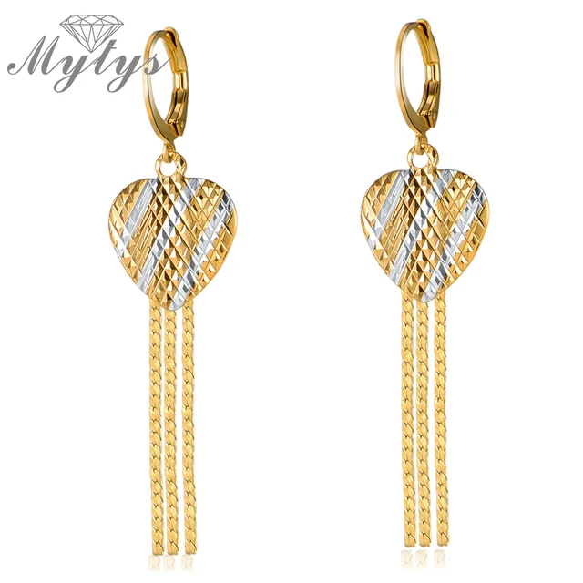 Fashion Yellow Gold Heart Shape Drop Earrings Line Tel Fashion Yellow Gold Heart Shape Drop Earrings Line Tel For Women Ce183