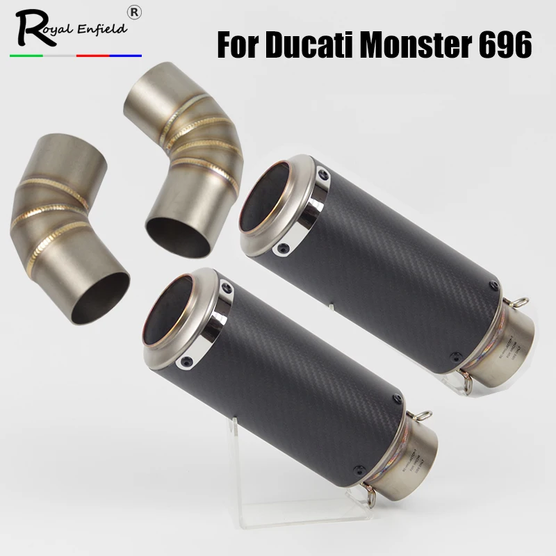 

( Left Right ) For Ducati Monster 696 695 795 1100 Exhaust Pipe Slip On Motorcycle Mid Pipe 51mm Tail Escape with DB killer