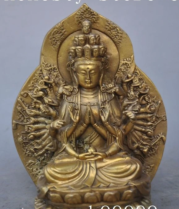 

6" Tibet Buddhism Fane bronze 1000 Hands Arm Avalokitesvara Kwan-Yin Statue