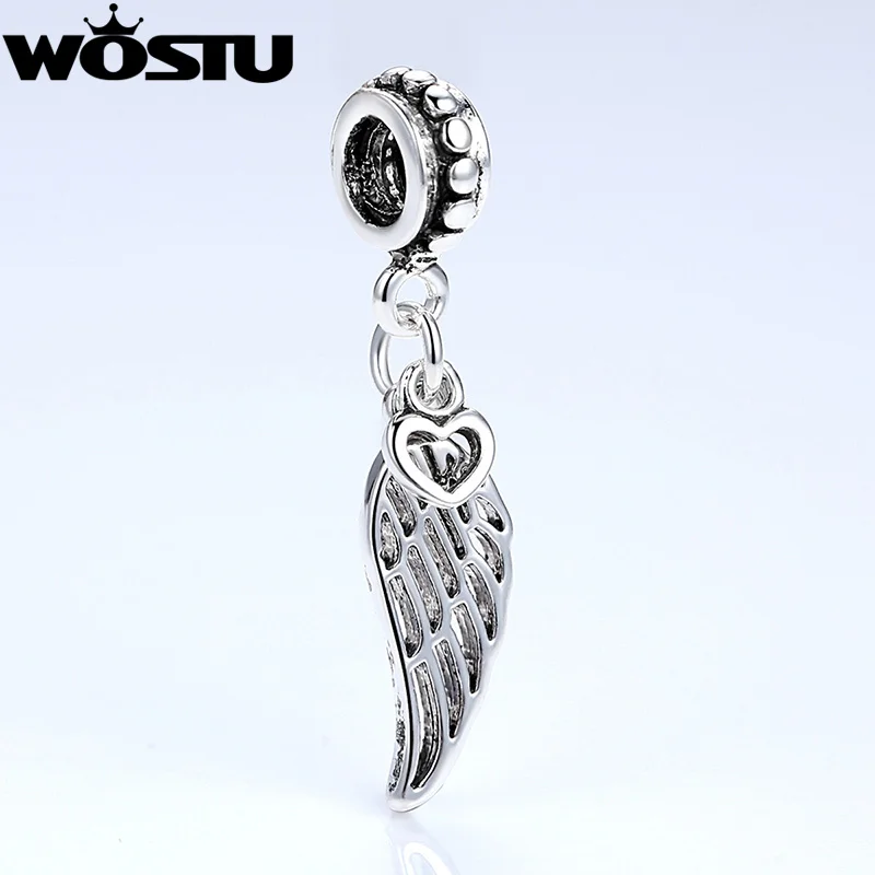 AliExpress, лидер продаж, крылья ангела и сердце, серебряные бусины, подходят к оригинальному wst браслету, браслету для женщин, ювелирные изделия DIY