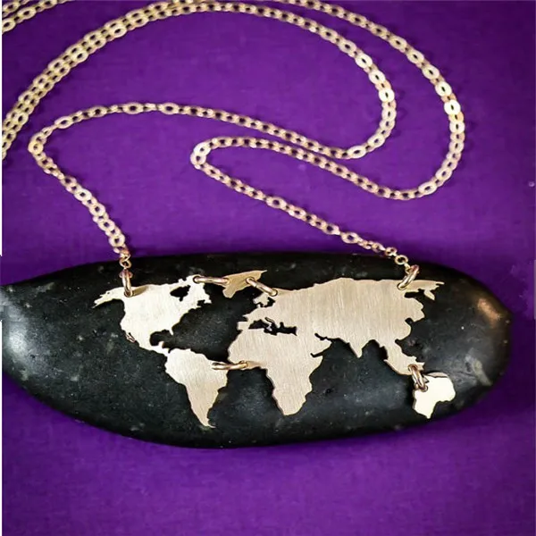 Fantaisie globe map Pendentif voyageurs 14k 2 tone or massif Cercle polonais 1//2/" charme