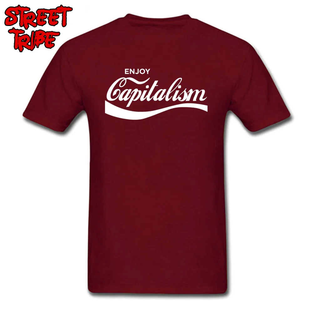 Футболка Hipster Enjoy Capitalism, мужские футболки на заказ, Мужская забавная одежда, хлопок, черная, белая футболка, топы 3XL - Цвет: Maroon
