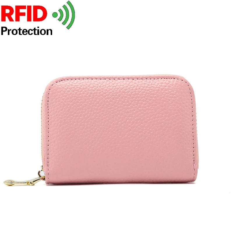GFLV бренд бизнес небольшой карты и ID держатели бумажник для женщин Rfid кошелек из натуральной кожаный кошелек на молнии Держатель для карт
