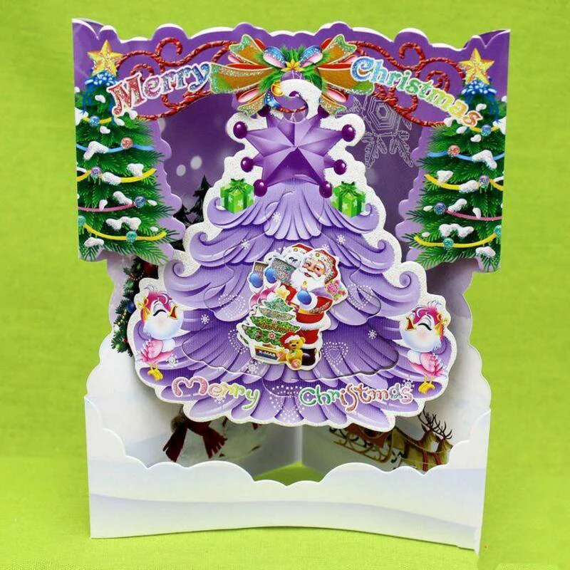 5pcs/lot 3D Pop Up Paper Christmas Card Handicrafts Creative Handmade Blessing Cards Postcards Greeting Thank You | Дом и сад