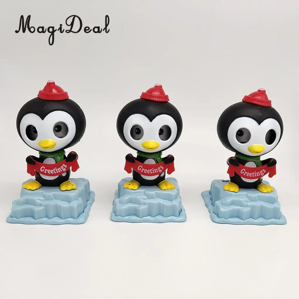 Solar Powered Bobbing Penguin Animal Figure - Fun Solar Science Toy Home Desktop Car Decor Bobbleheads Animal Pet Model