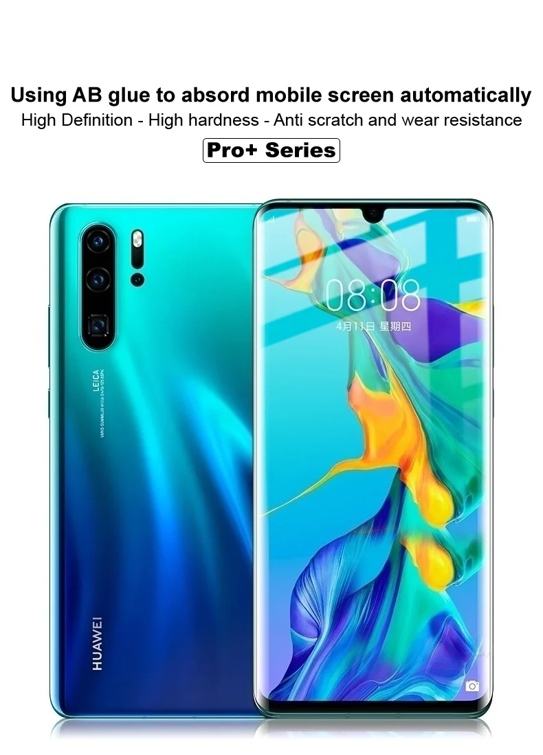 Imak полный экран AB Клей Pro+ версия 3D изогнутое закаленное стекло для huawei P30 Pro защита экрана стекло