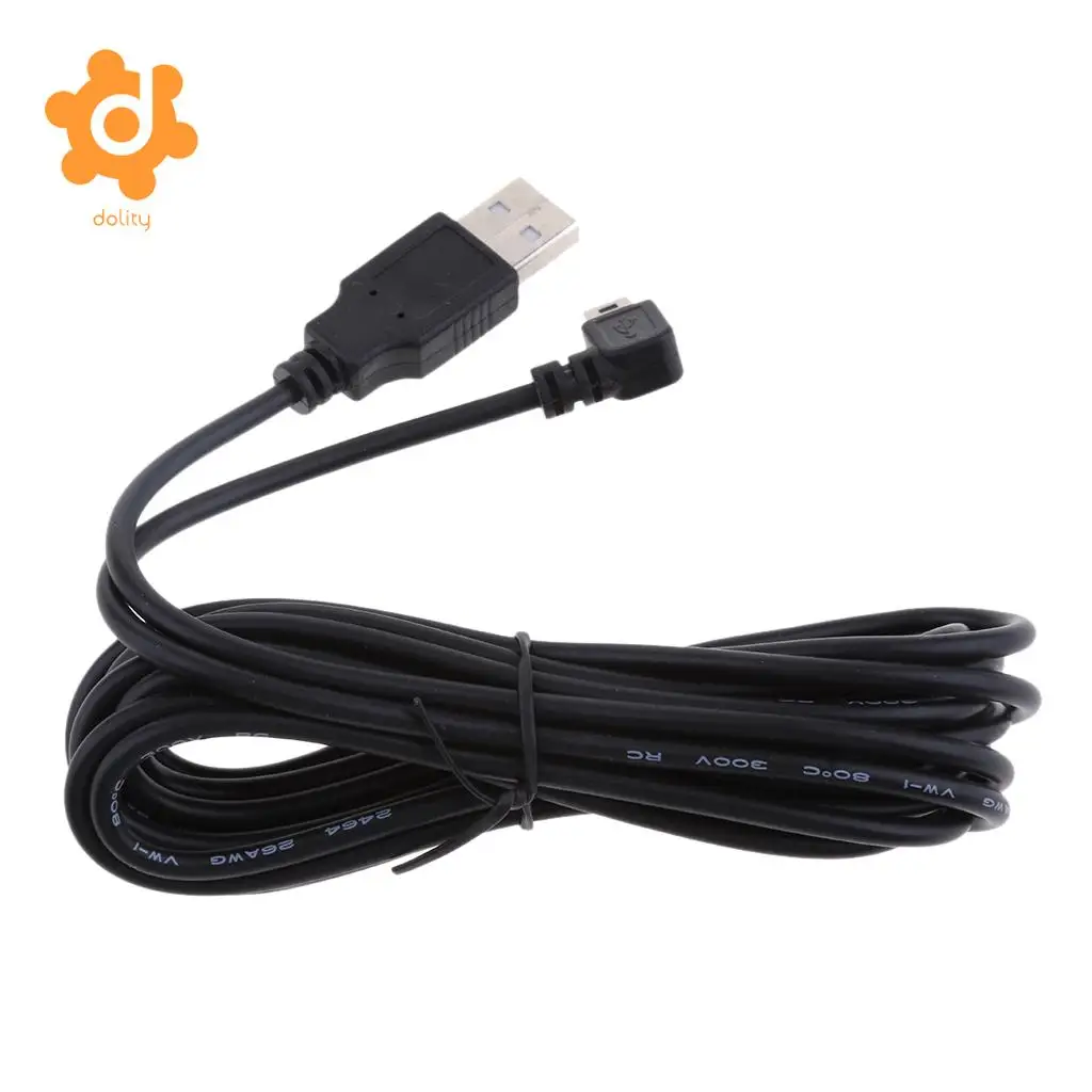 dolity 5V 2A Mini USB Charger Cable 90 Degrees Left Bend DVR GPS Chargring Cable