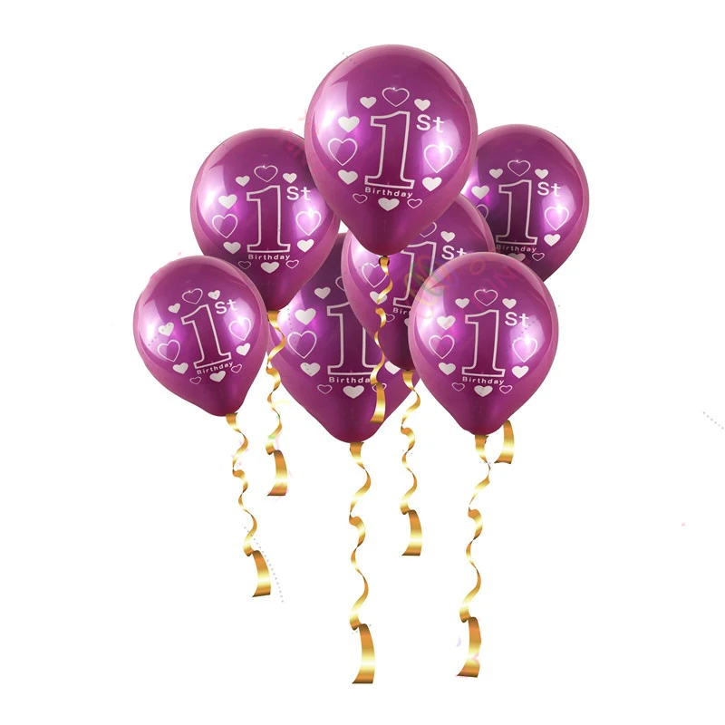 20 шт. Baby Shower Декор розовый девушка синий его мальчик душ Дети пользу первый с днем рождения шары 1st принадлежности для юбилейной вечеринки - Цвет: Rose