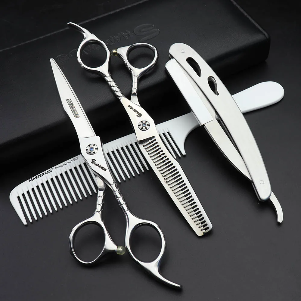 Продажа 6 inch салон специальной Парикмахерские ножницы Парикмахер профессиональные средства моделирования Япония 440c парикмахерские ножницы компле...