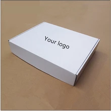 100 шт./лот на заказ плотная белая гофрированная бумага почтовых ящиков печатный логотип упаковка одежды Нижнее белье рубашка поло коробка