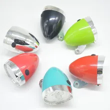 Colorful Red Black Sliver Green Retro Classic Vintage Bicycle Bike Light 3 LED Front Light Headlight