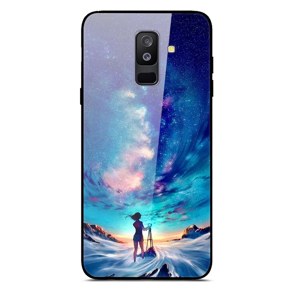 Чехол из закаленного стекла для samsung Galaxy A6 A6 Plus, силиконовый чехол-бампер, окрашенный чехол для телефона samsung A6 A6plus, чехол