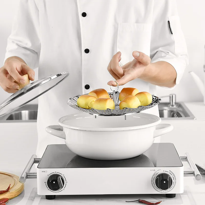 Cookware Folding Dish Steamers Stainless Steel Food Basket Mesh