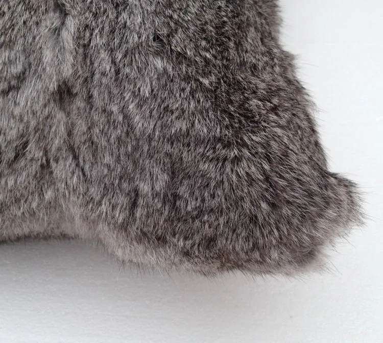 Низкая цена натуральный серый из роскошного кроличьего меха Подушка с натуральным мехом Подушка Чехол/наволочка - Цвет: Светло-серый