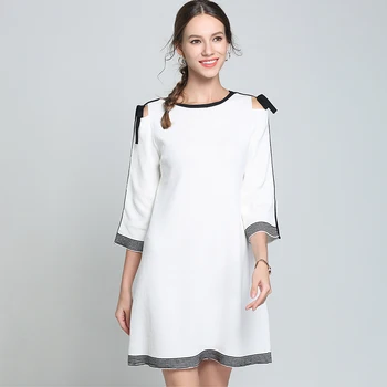 

Women Knitwear sweater Dress Autumn Spring Cotton Long Sleeve Mini Pullover Dress