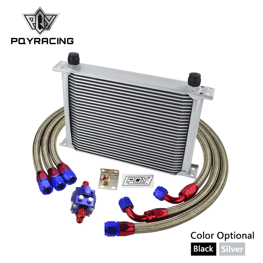 

UNIVERSAL 28 ROWS AN10 OIL COOLER KIT +OIL FILTER ADAPTER + NYLON STAINLESS STEEL BRAIDED HOSE WITH PQY STICKER+BOX