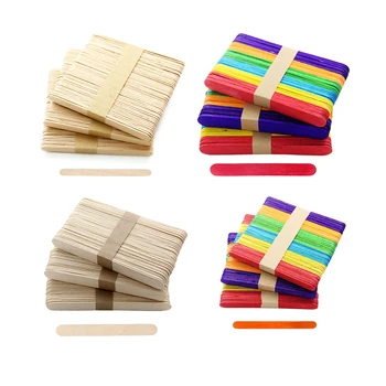 

50Pcs/Lot Eco-friendly Wooden Ice Cream Sticks Natural Wood Popsicle Sticks Kindergarten Kids Toys DIY Handmade Crafts Art Tools