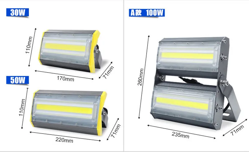 Светодио дный открытый прожектор 30 Вт 50 Вт 100 Вт 150 Вт 200 Вт 250 Вт 300 Вт 400 Вт 1000 Вт AC 85-265 В IP67 водонепроницаемый здания освещения