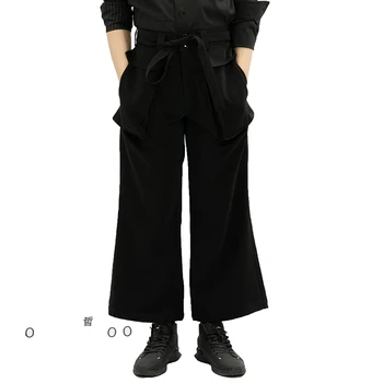 

27-42 2019 new loose flared pants Japanese style men's simple casual pants personality skirts pants