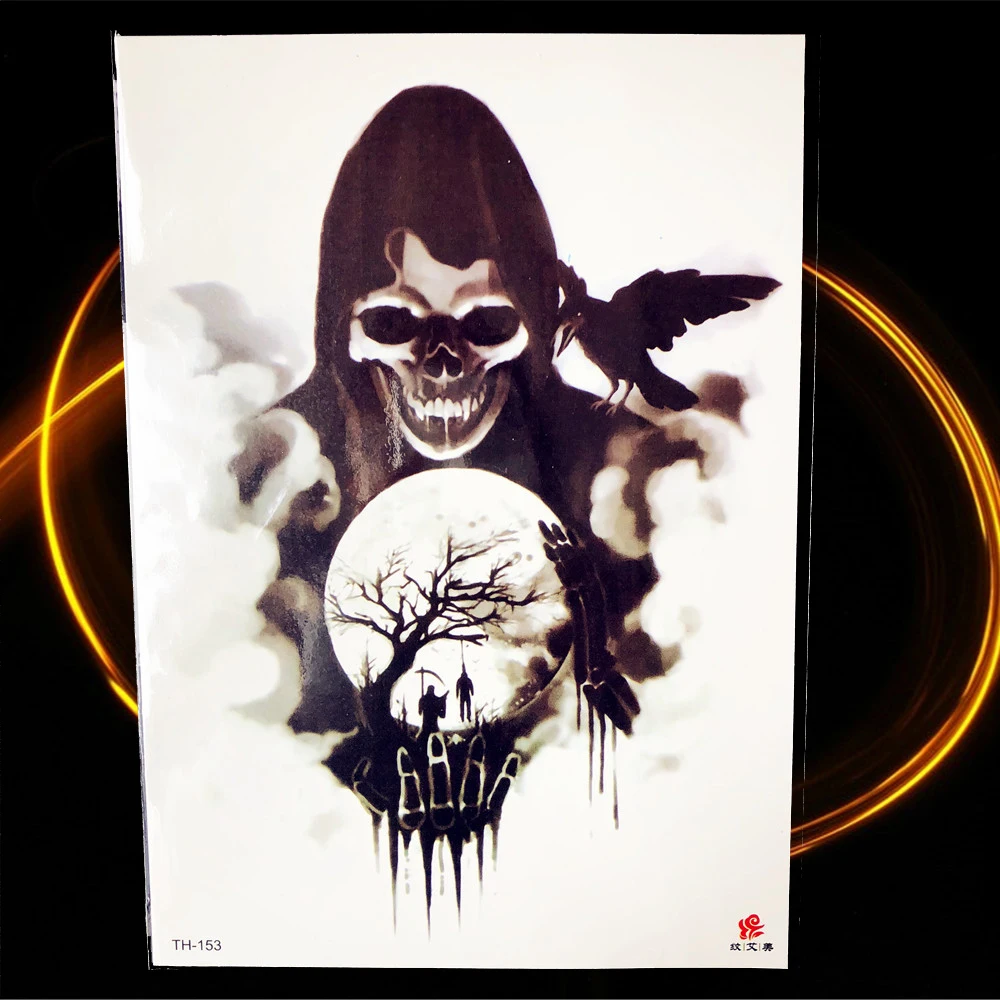 Halloween Horrifying Demon Temporary Tattoo Women Chest Joker Magician  Tattoo Stickers Leg Waist Black Poker Cards Tatoo Arm Men | Small Creepy  Tattoo
