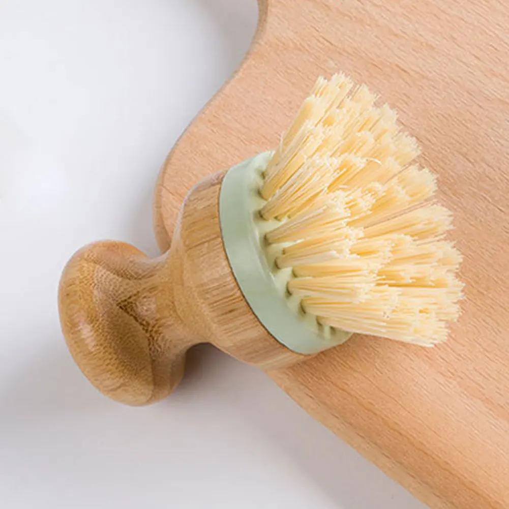 Щетка для очистки круглая многофункциональная кастрюля для мытья посуды для домашнего использования скребок с деревянной ручкой посуда для кухни прочная мини