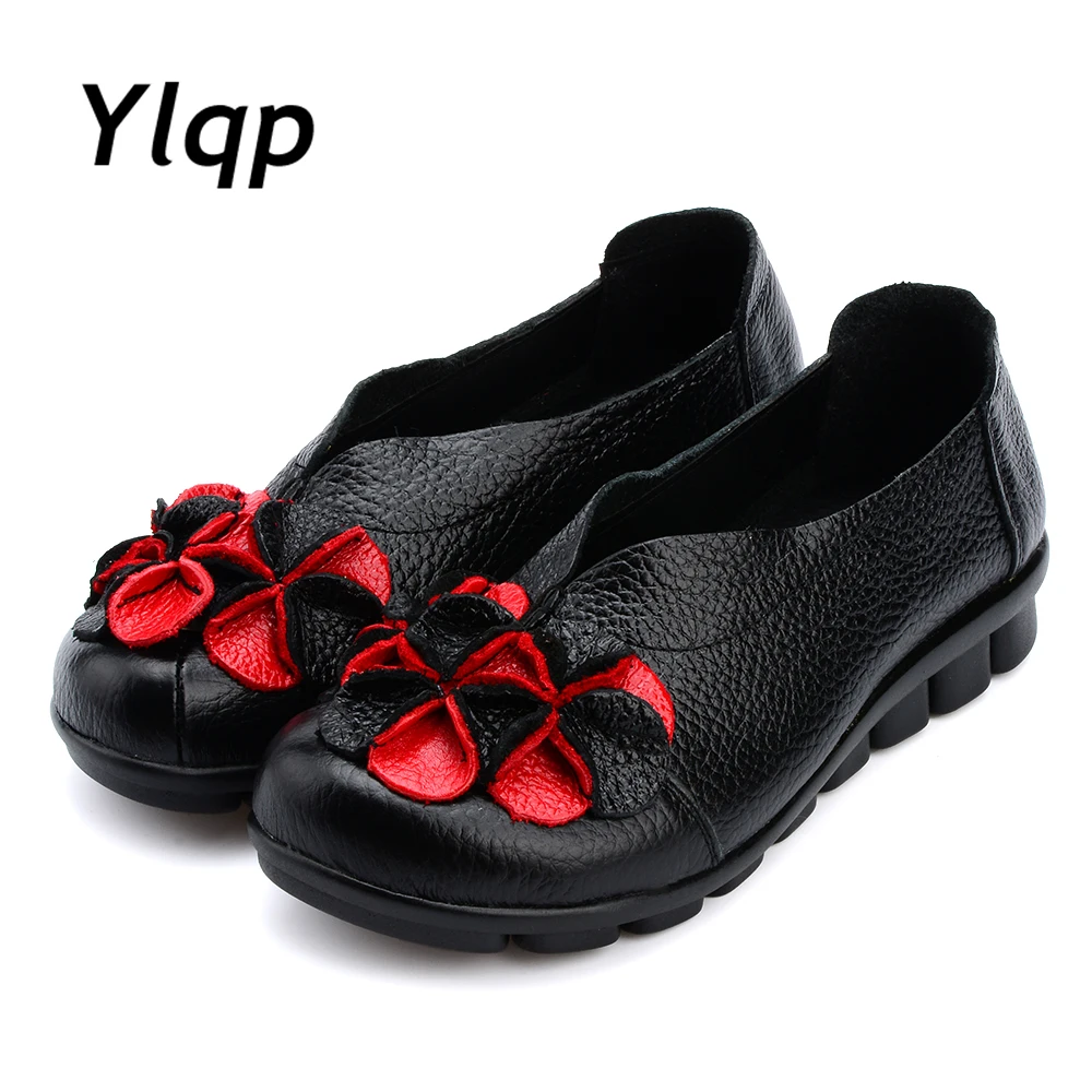 

Women's Handmade Shoes Genuine Leather Flat Mother Shoes Woman Loafers Soft Single Casual Shoes Women Flats zapatos mujer