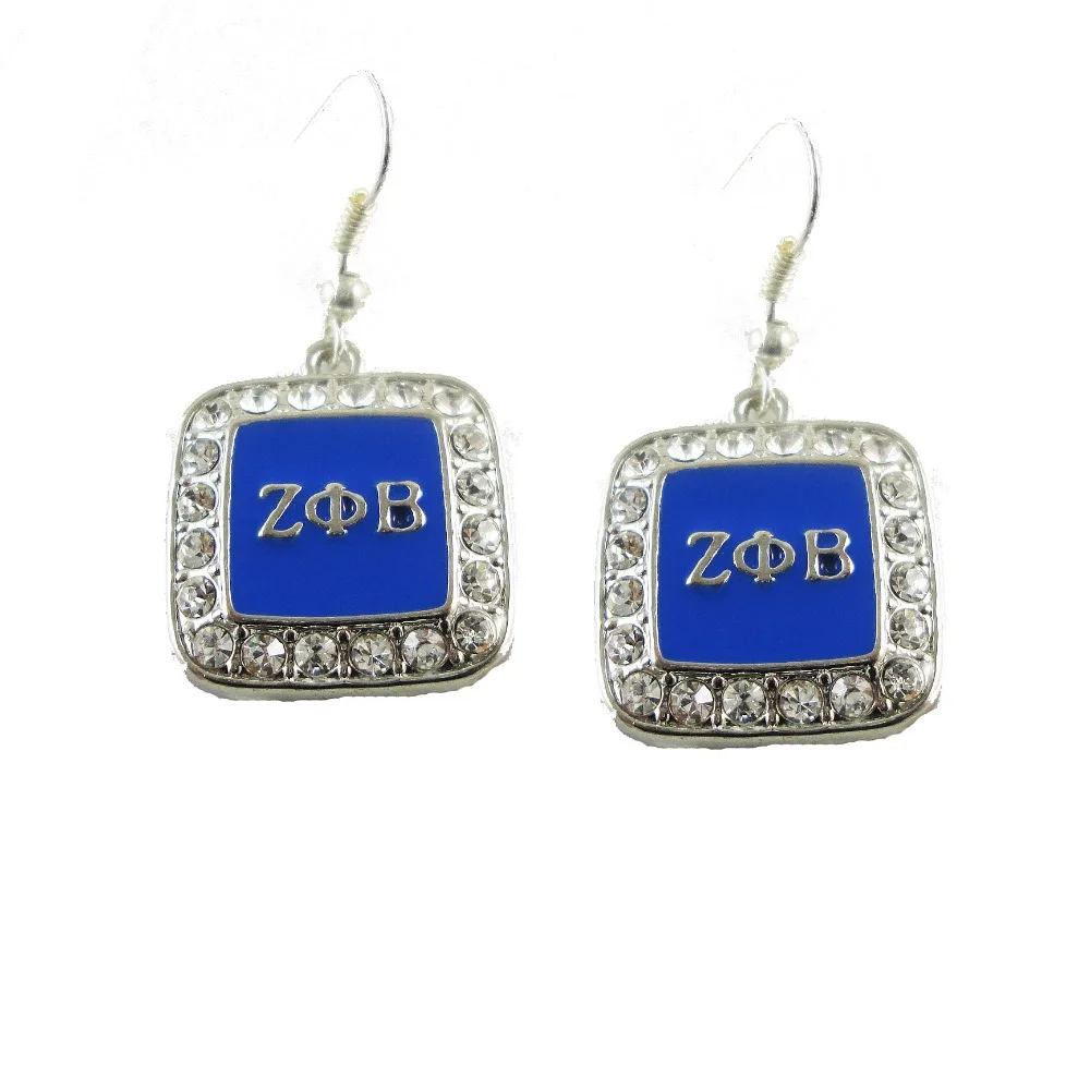 

ZETA PHI BETA Sorority fish hook earrings Crystal Letters Earrings for Zeta Phi Beta 30pair 1 lot