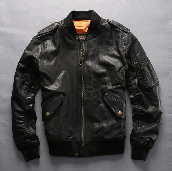 MA1 MA 1Men's Genuine Leather Clothing 2016 Winte Sheepskin Jacket