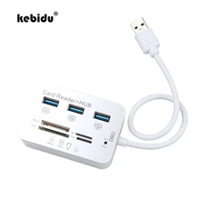 Kebidu Mini USB 3,0 мультихаб+ кардридер комбинированный высокоскоростной usb-хаб с MS/SD/M2/TF кардридер 3 порта USB разветвитель для ноутбука
