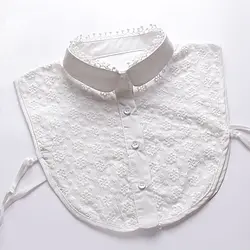 Женская вышивка воротник белый хлопок кружево Поддельные съемные воротники одежда аксессуары