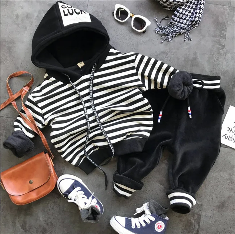 

Baby Boy Suit Kid Autumn Winter Clothes Children Clothing 2pcs Sets Hooded Coat+pants Fall Cotton Boys Sport Tracksuit Outdoor