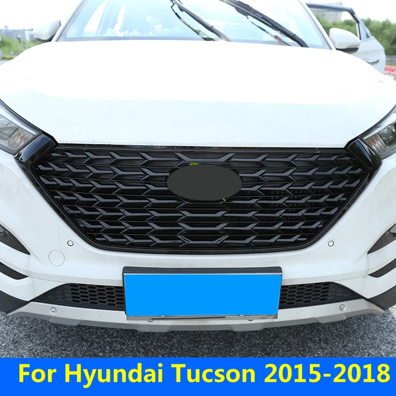 Для hyundai Tucson- FUSION гоночная решетка гриль Передняя Маска Крышка грили подходит для FUSION MONDEO черный серебристый автомобильный Стайлинг - Цвет: Black