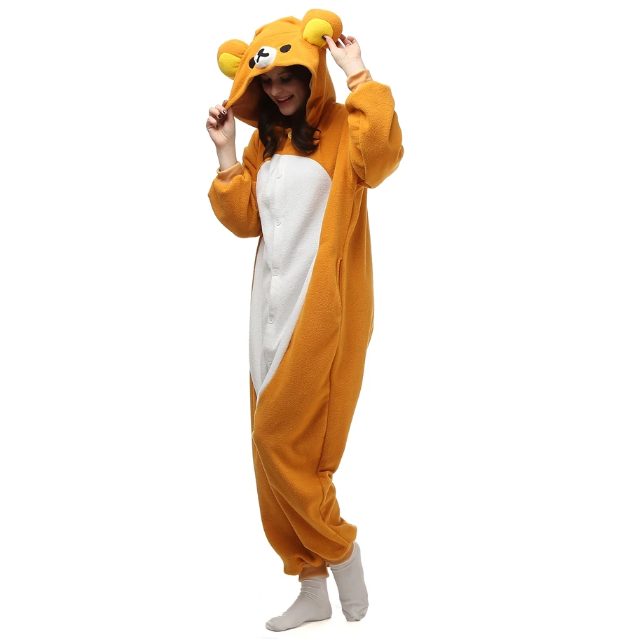 Взрослые флисовые кигуруми Rilakkuma Косплей Костюм животные комбинезоны пижамы