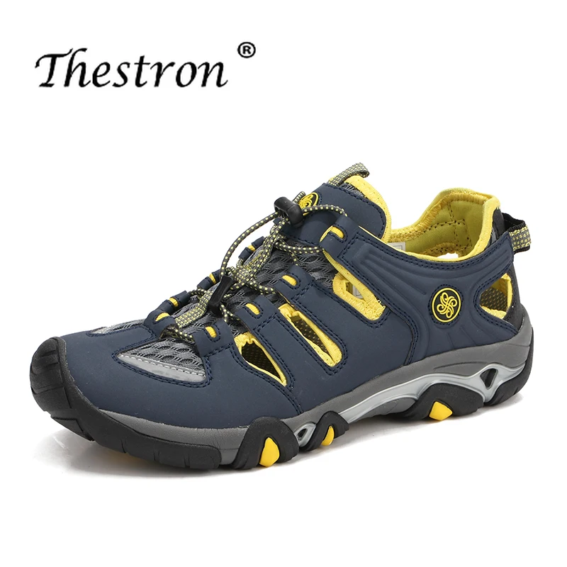 Summer Mens Hole  Sandals Rubber Sole Trekking Sandals Sneakers Black Gray Outdoor Walking Shoe Wearable Men Flats Sandals