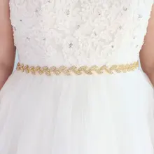 MissRDress тонкий алмазный свадебный пояс стразы лист пояс невесты Золотая лента Свадебная со стразами для свадебных аксессуаров JK946