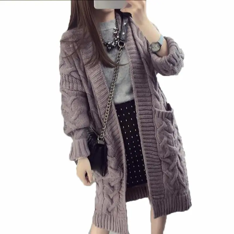 

Design Autumn and Winter Women Plus Size Sweaters Knitted Cardigans Long Big pocket Design Loose and Big Size Sweaters QH0320