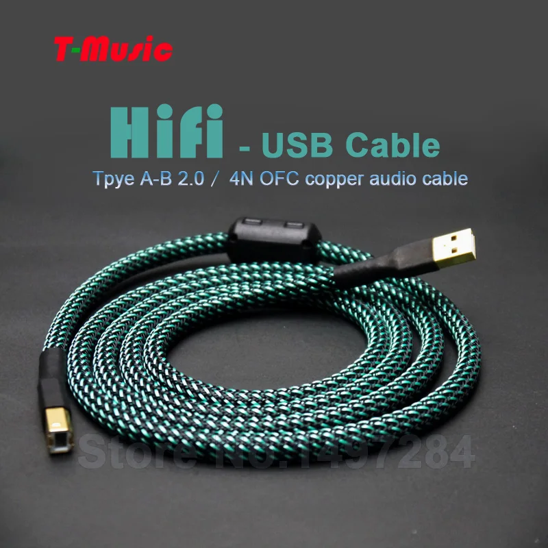 1PCS Type A B HiFi USB Cable For DAC AMP , 0.5M / 1M / 2M (Green