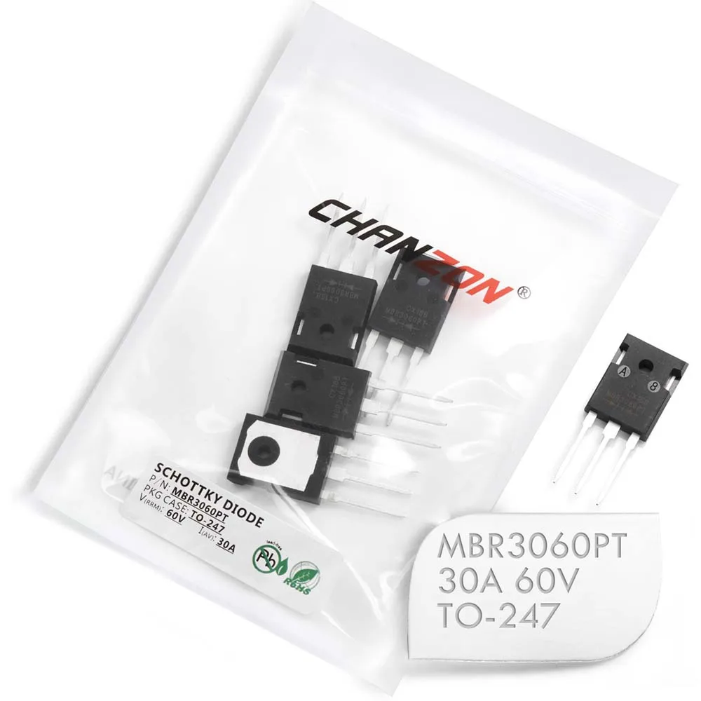 

(5 Pcs) MBR3060PT Schottky Barrier Rectifier Diodes 30A 60V TO-247 (TO-247AD) 30 Amp 60 Volt MBR3060 PT