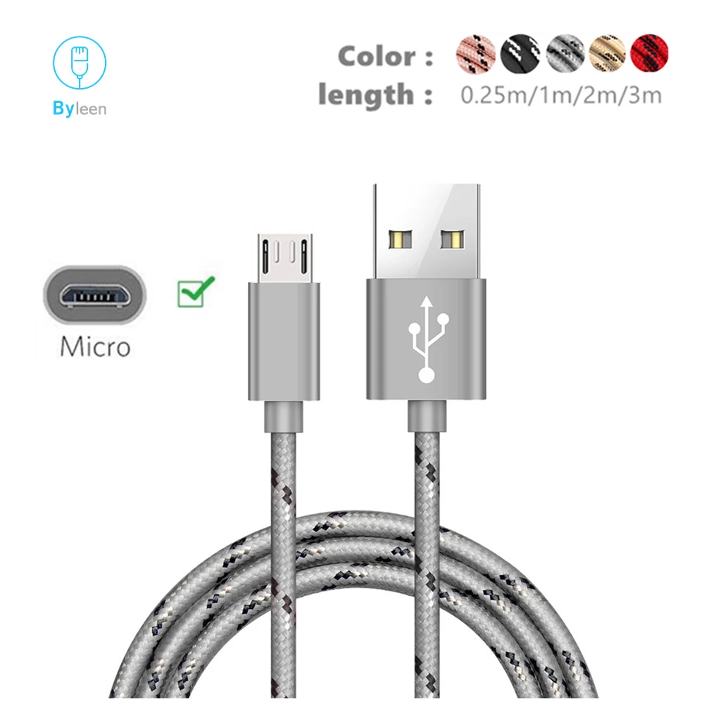 3 м 2 м длинный Android V8 5Pin Micro USB быстрая зарядка USB кабель для samsung Galaxy J3, J5, J7 года для samsung S6 S5 S6Edge S7 Edge - Цвет: Серый