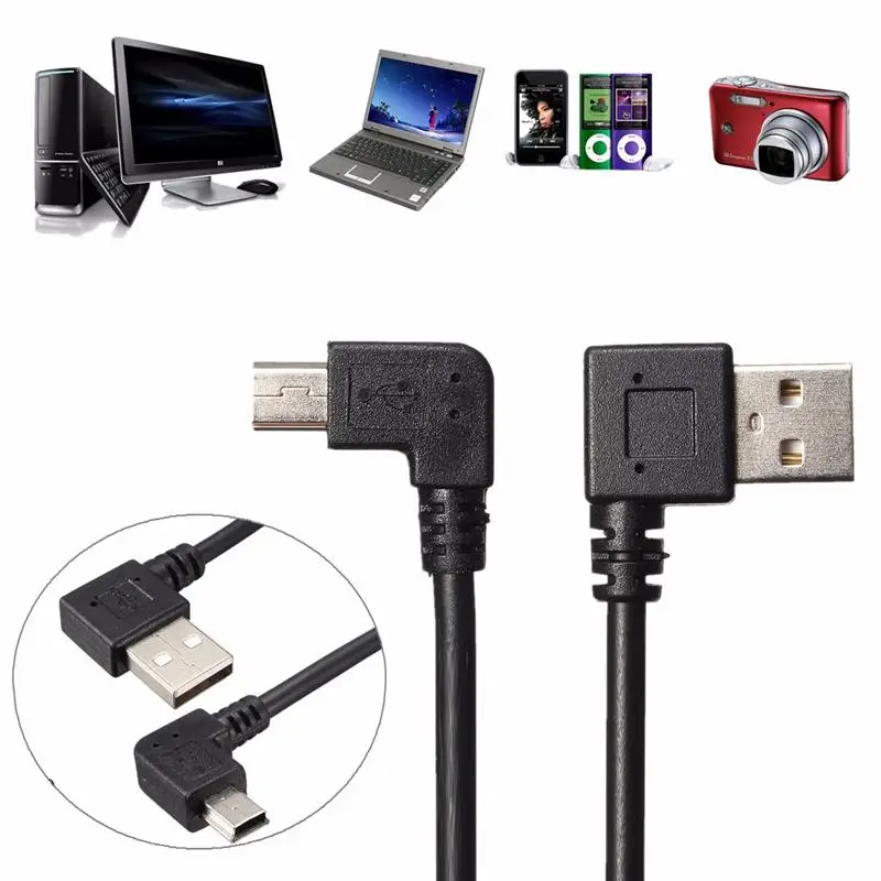 25 см 90 градусов угловой мини-usb кабель мини-usb для USB 2,0 синхронизации данных Кабель зарядного устройства для MP3 MP4 gps камеры HDD