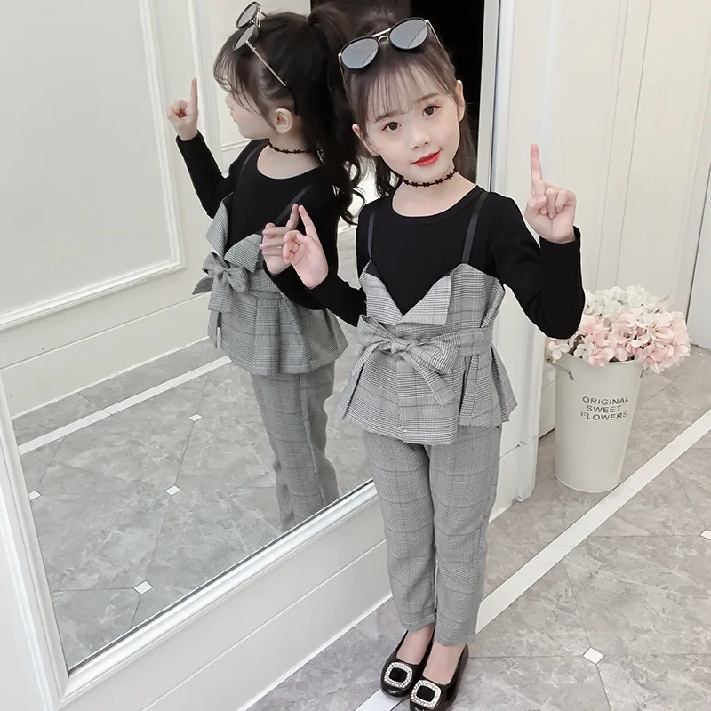 

Kid clothes Girls ruffle outfits Girls clothing sets Tops and pants suits ropa nina 2019 Spring Autumn Fashion set Age for 4-13y