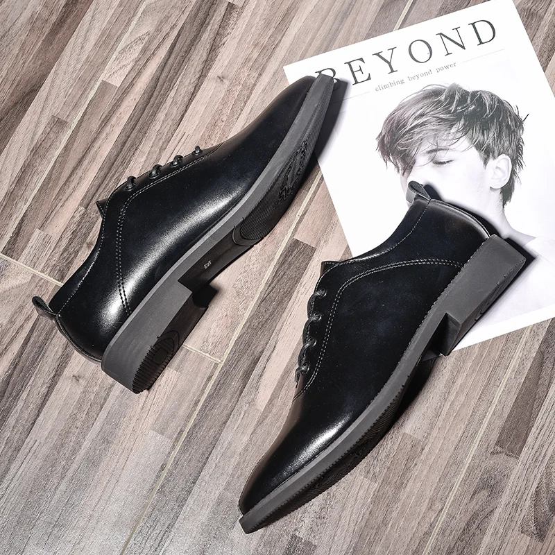 elegant genuine leather formal men shoes italian luxury brand wedding male footwear designer tan work dress oxford shoes for men (20)