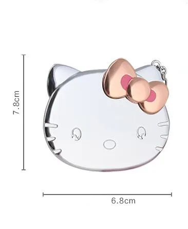 

Kitty HD Mirror Zinc Alloy Pocket Mirror Rose Gold Bowknot Maquillaje Mini PU Protective Sleeve 78mm X 68mm