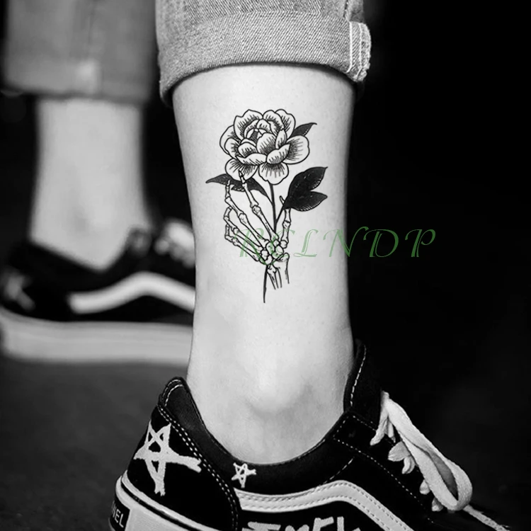Водостойкая временная татуировка цветок лист кактус растение тату наклейки флэш-тату поддельные татуировки для девушек женщин леди - Цвет: Коричневый