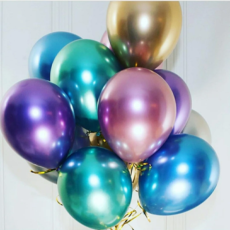 10 шт./лот, блестящие металлические латексные конфетти, шары, металлические цвета, надувные гелиевые шары, для свадьбы, дня рождения, вечеринки, декор для детей