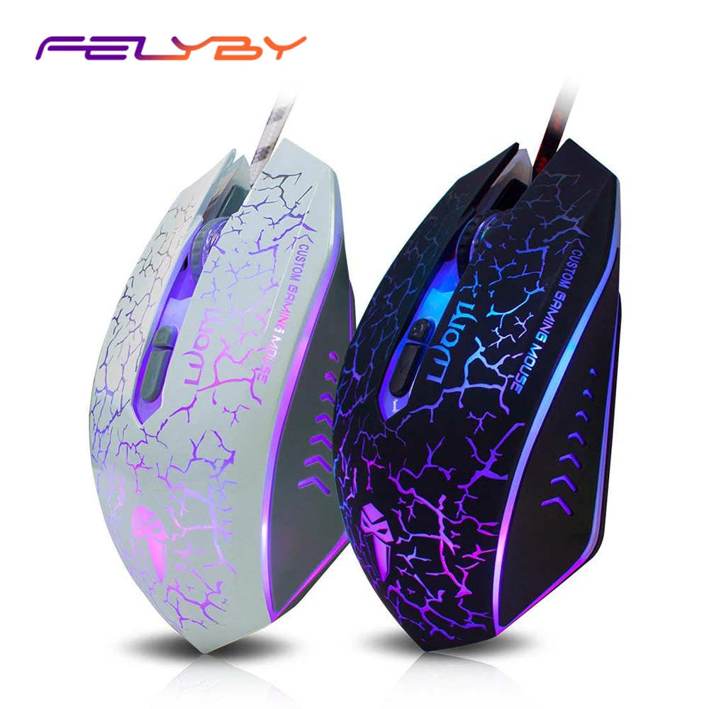 FELYBY эргономичная Проводная игровая мышь USB с 2000 точек/дюйм Регулируемая 7 кнопок