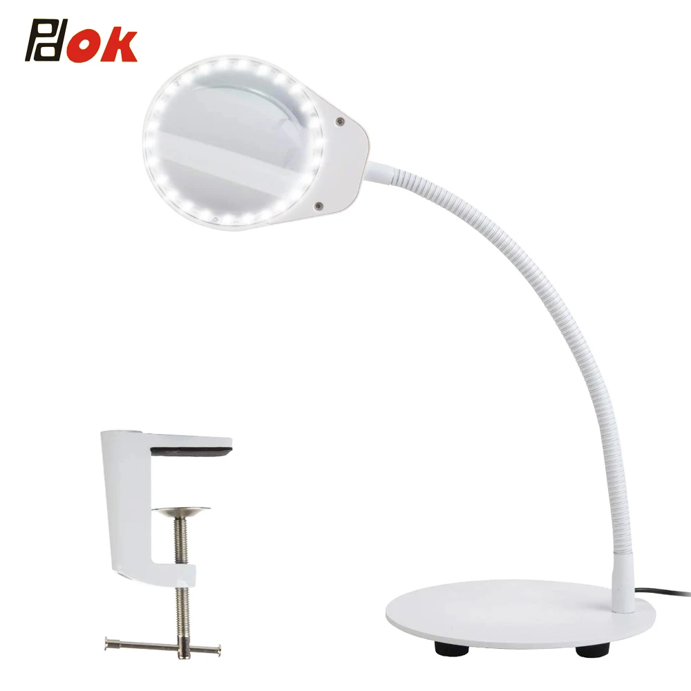 

5x Magnifying Glass Metal Clamp Magnifier Lamp and Circular Base Desk Lamp 2 in 1 LED Lighted Optical Magnifier Dropshipping