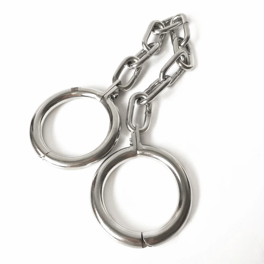 

Stainless steel long chain leg irons ankle cuffs metal bondage restraint slave bdsm fetish legcuffs shackles sex toys for adults
